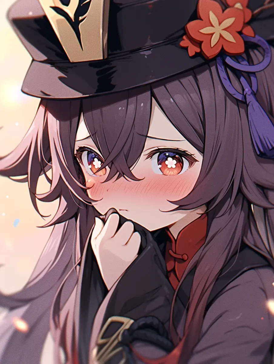 原神胡桃流眼泪翻白眼流口水的图片-胡桃脸红享受害羞表情图样子