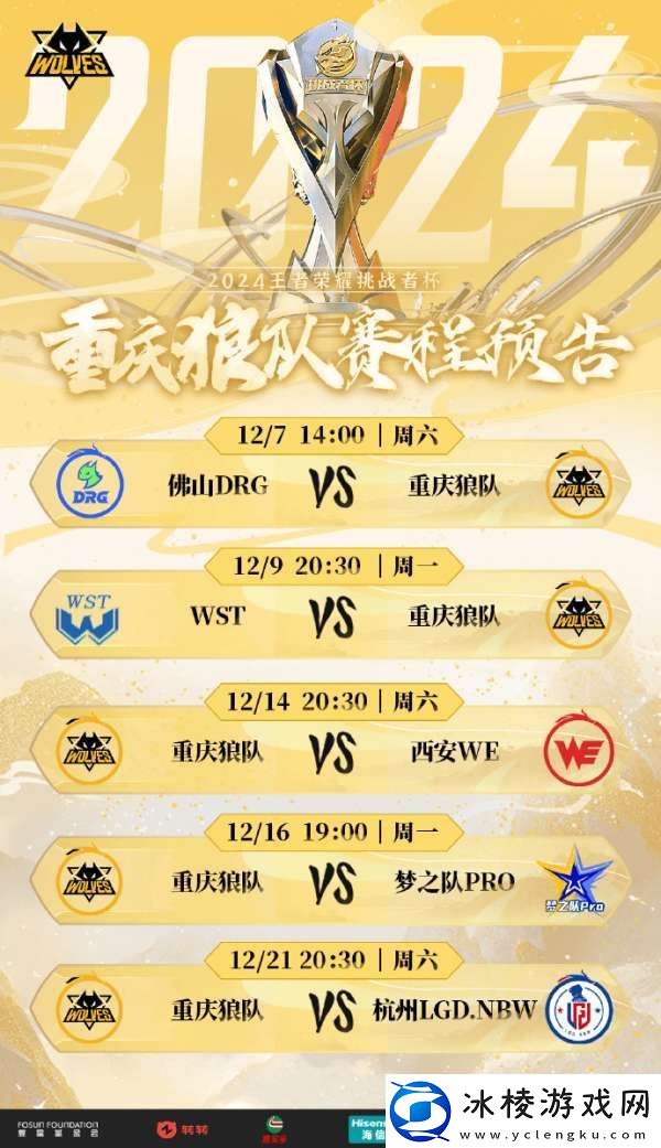 狼队发布挑杯小组赛程