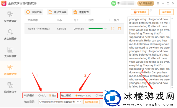 金舟文字语音转换能语音转文字吗_文字输出设置
