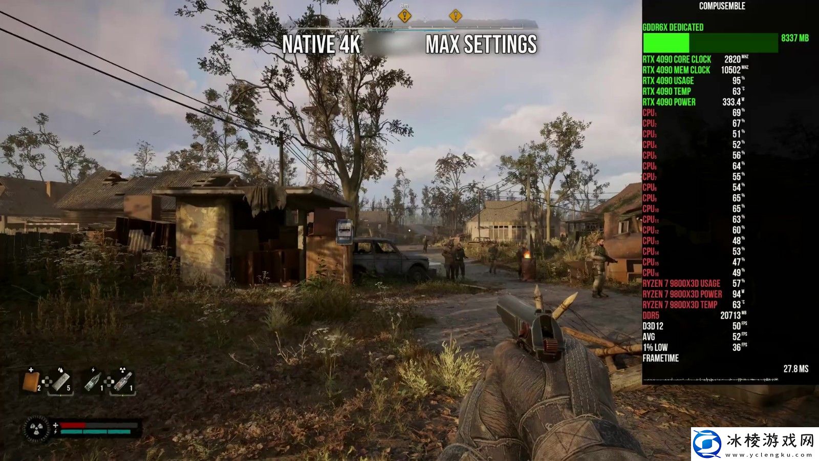 潜行者2基准测试视频-锐龙7-9800X3D被榨干