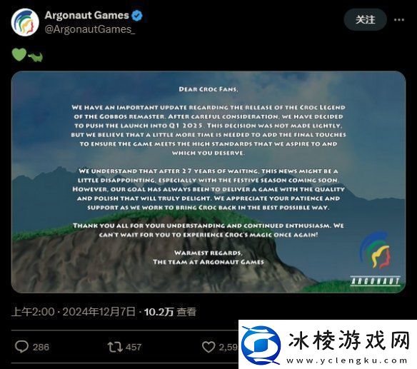 超级克拉鳄：重制版跳票至2025年！力求更高质量