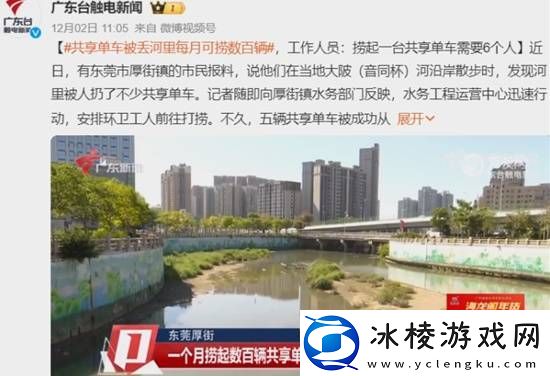 共享单车被丢河里每月可捞数百辆