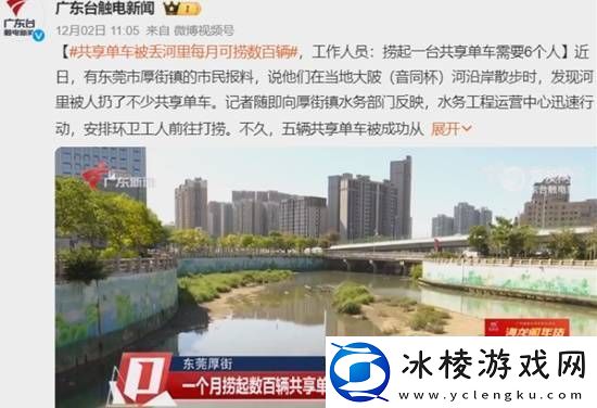 共享单车被丢河里每月可捞数百辆