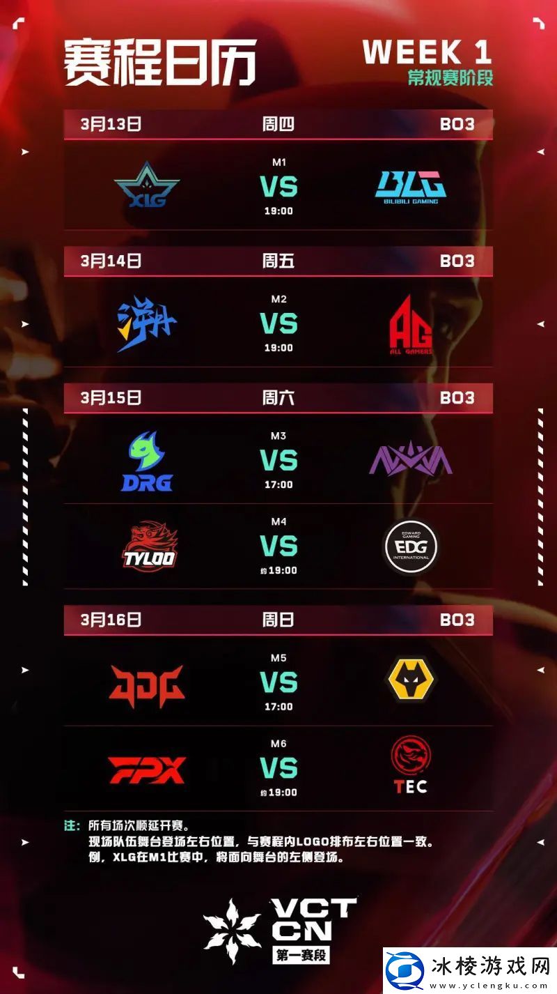 VCTCN第一赛段赛程：3月13日开赛XLG对阵BLG打响揭幕战