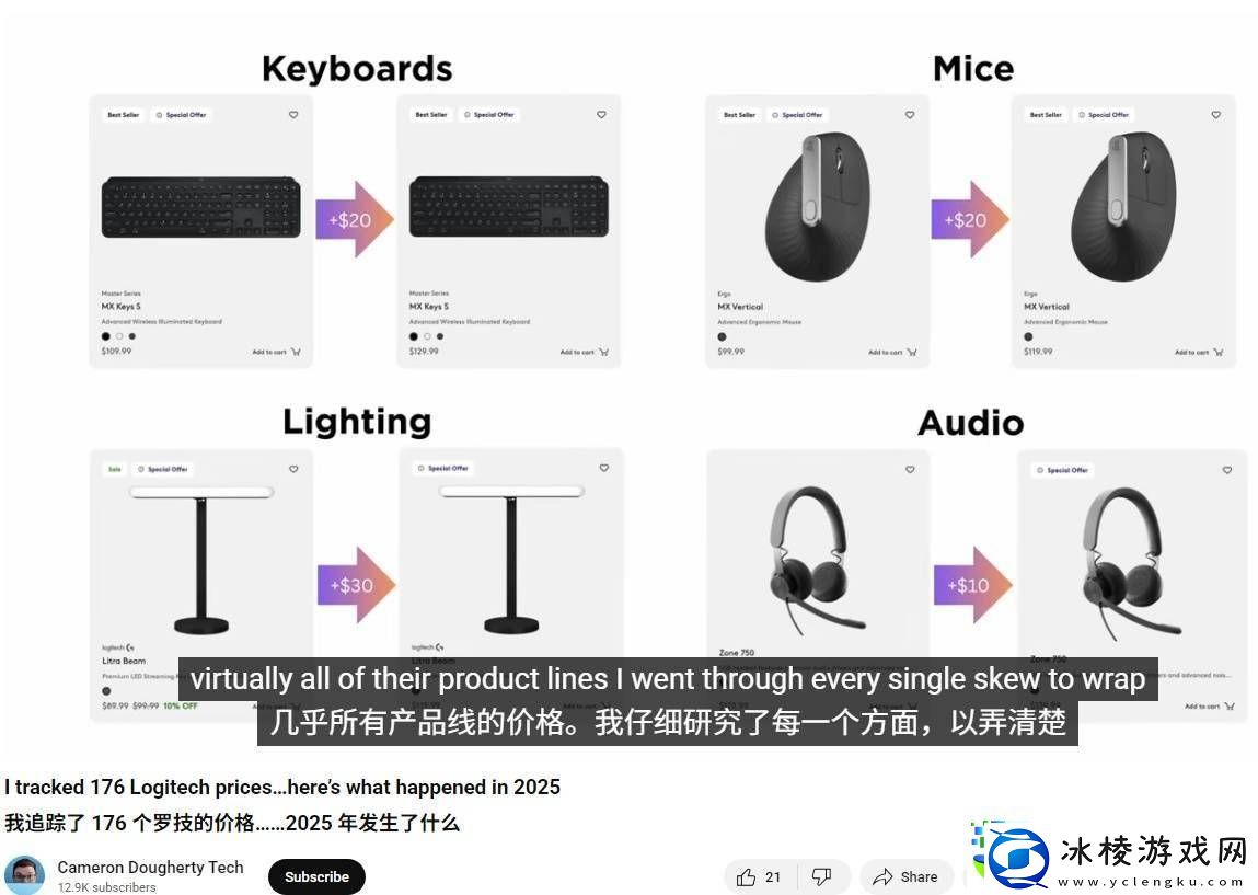 罗技美国多款产品悄然提价-最高涨幅竟达25%！